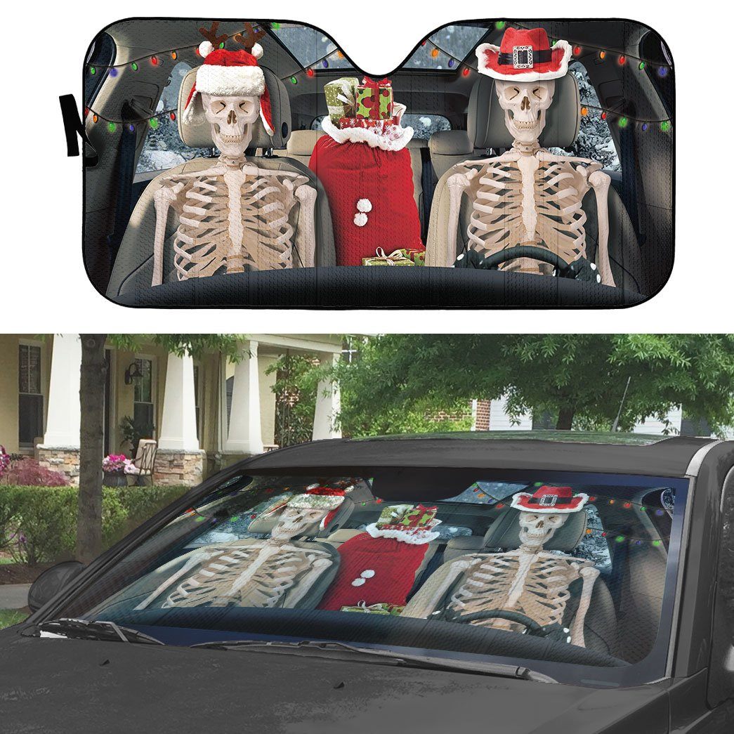 Gearhuman 3D Christmas Skeleton Couple Custom Car Auto Sunshade GW07107 Auto Sunshade 