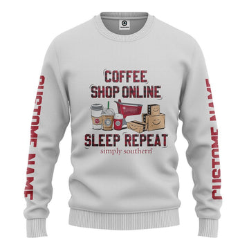 Gearhumans 3D Coffee Shop Online Custom Name Sweatshirt Apparel