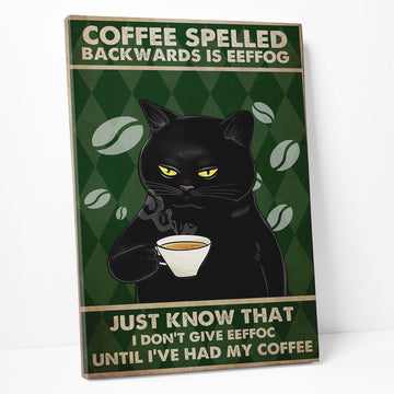 Gearhumans 3D Coffee Spelled Black Cat Custom Canvas