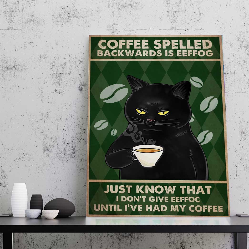 Gearhuman 3D Coffee Spelled Black Cat Custom Canvas GB19012 Canvas 