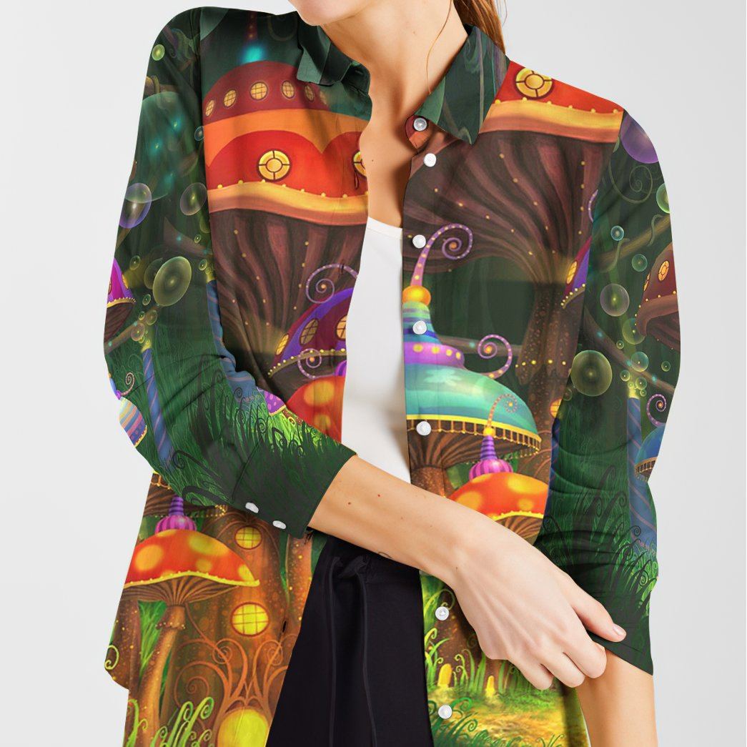 Gearhuman 3D Colorful Mushroom Linen Shirt For Woman GV30099 Linen Shirt 