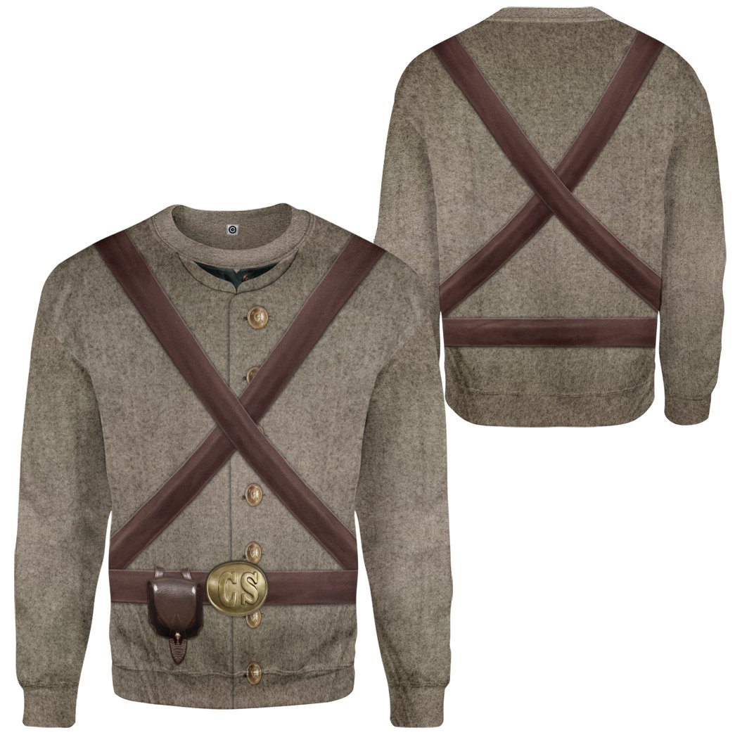 Gearhuman 3D Confederate Infantry Uniform Custom Tshirt Hoodie Apparel GW0906211 3D Apparel 