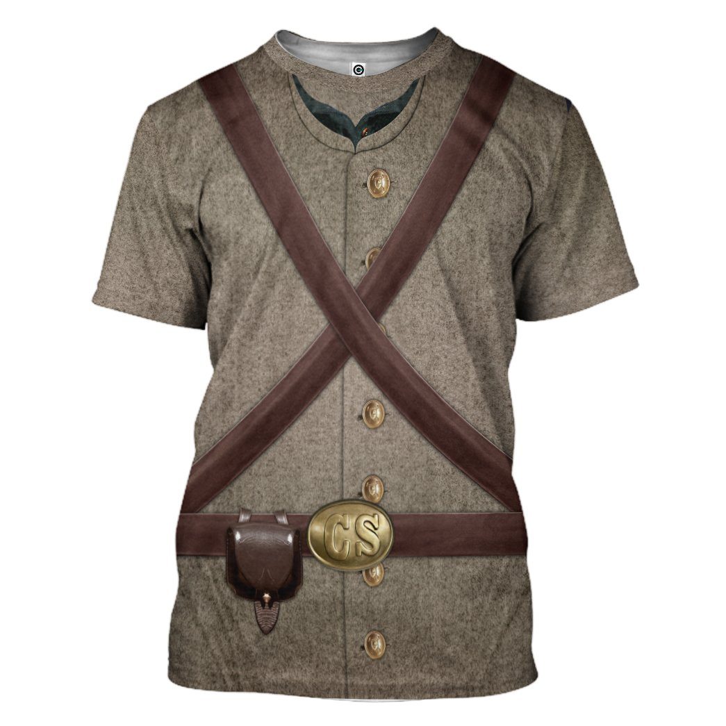 Gearhuman 3D Confederate Infantry Uniform Custom Tshirt Hoodie Apparel GW0906211 3D Apparel T-Shirt S 