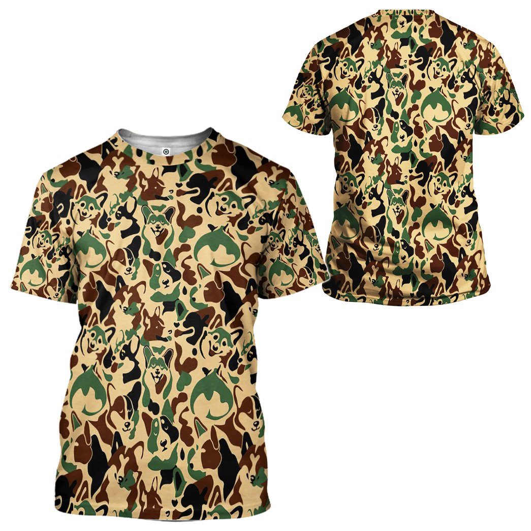 Gearhuman 3D Corgi Camouflage Custom Tshirt Hoodie Apparel GK18121 3D Apparel 