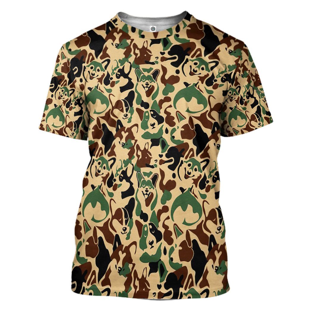 Gearhuman 3D Corgi Camouflage Custom Tshirt Hoodie Apparel GK18121 3D Apparel T-Shirt S 