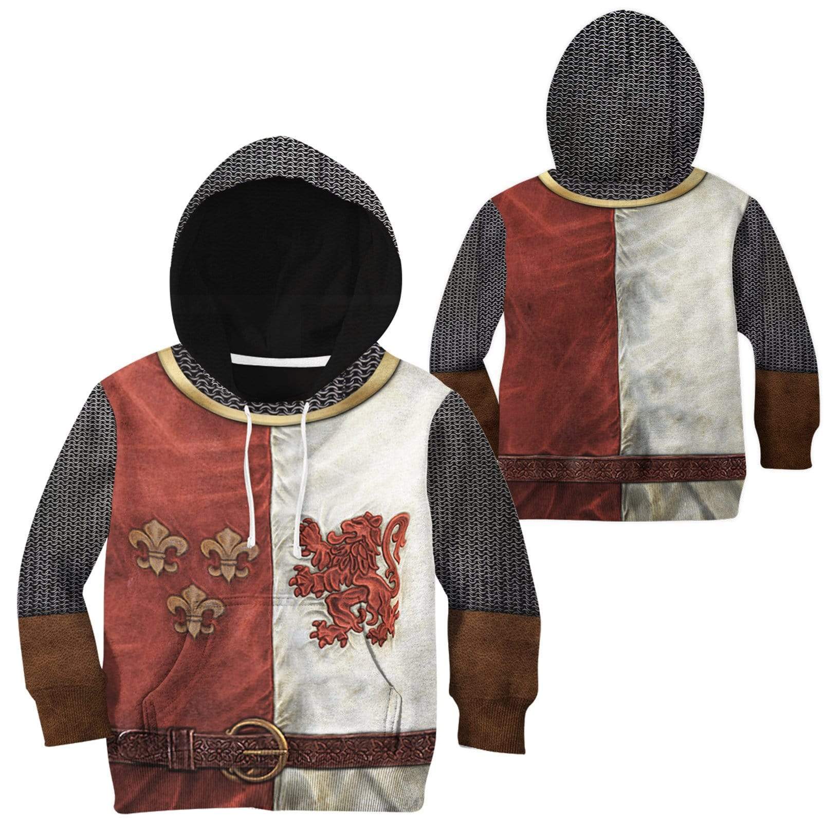 Gearhuman 3D Cosplay Heraldic Knight Suit Custom Fleece Hoodie Apparel GT25033 Kid 3D Apparel 