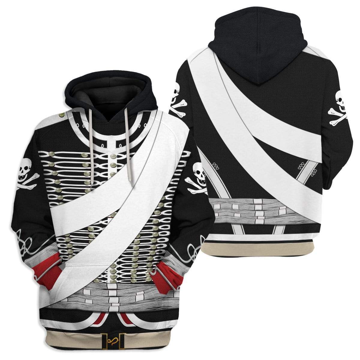 Gearhuman 3D Cosplay Hussard De La Mort Custom T-Shirts Hoodies Apparel CO-AT1002205 3D Custom Fleece Hoodies 