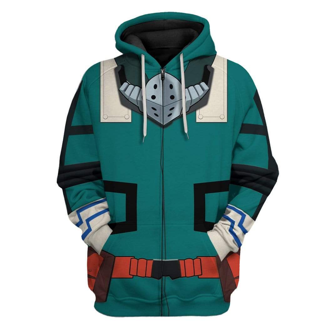 Gearhuman 3D Cosplay My Hero Academia Izuku Custom T-Shirts Hoodies Apparel CO-TA0802203 3D Custom Fleece Hoodies Zip Hoodie S 