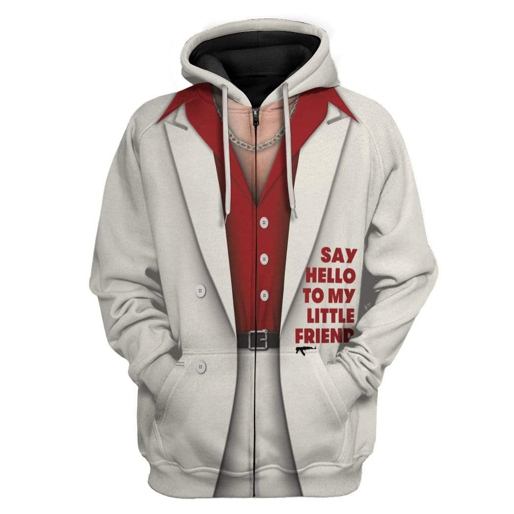 Gearhuman 3D Cosplay Tony Montana Custom Fleece Hoodies Apparel GT06034 3D Custom Fleece Hoodies Zip Hoodie S 