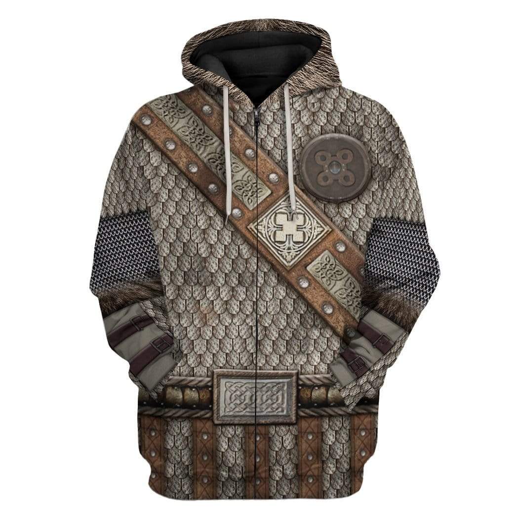Gearhuman 3D Cosplay Viking Armor Custom Fleece Hoodies Apparel GA09031 3D Custom Fleece Hoodies Zip Hoodie S 
