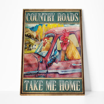 Gearhumans 3D Country Roads Chicken Canvas