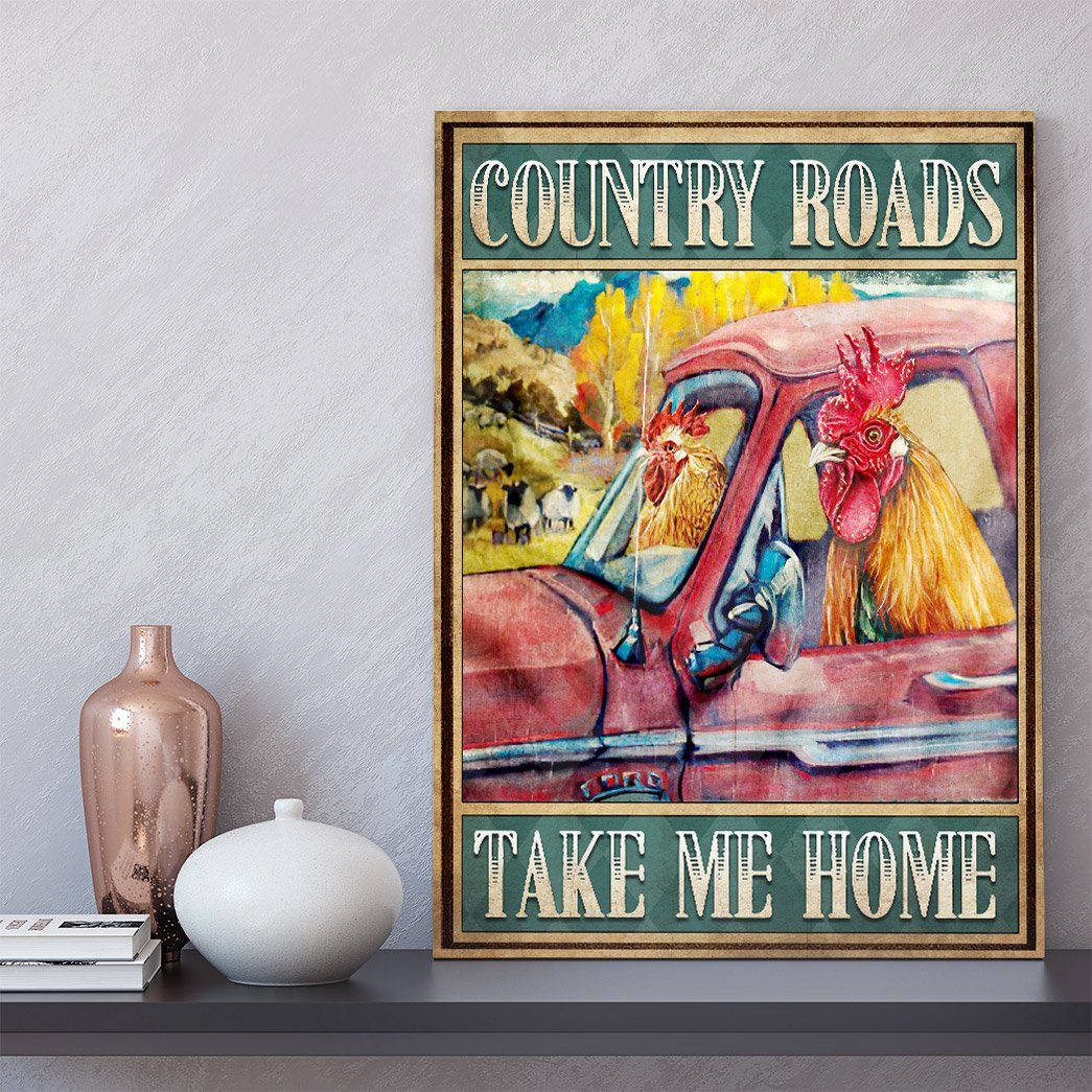 Gearhuman 3D Country Roads Chicken Canvas GB09038 Canvas