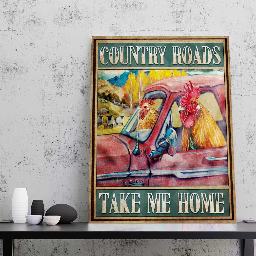 Gearhuman 3D Country Roads Chicken Canvas GB09038 Canvas