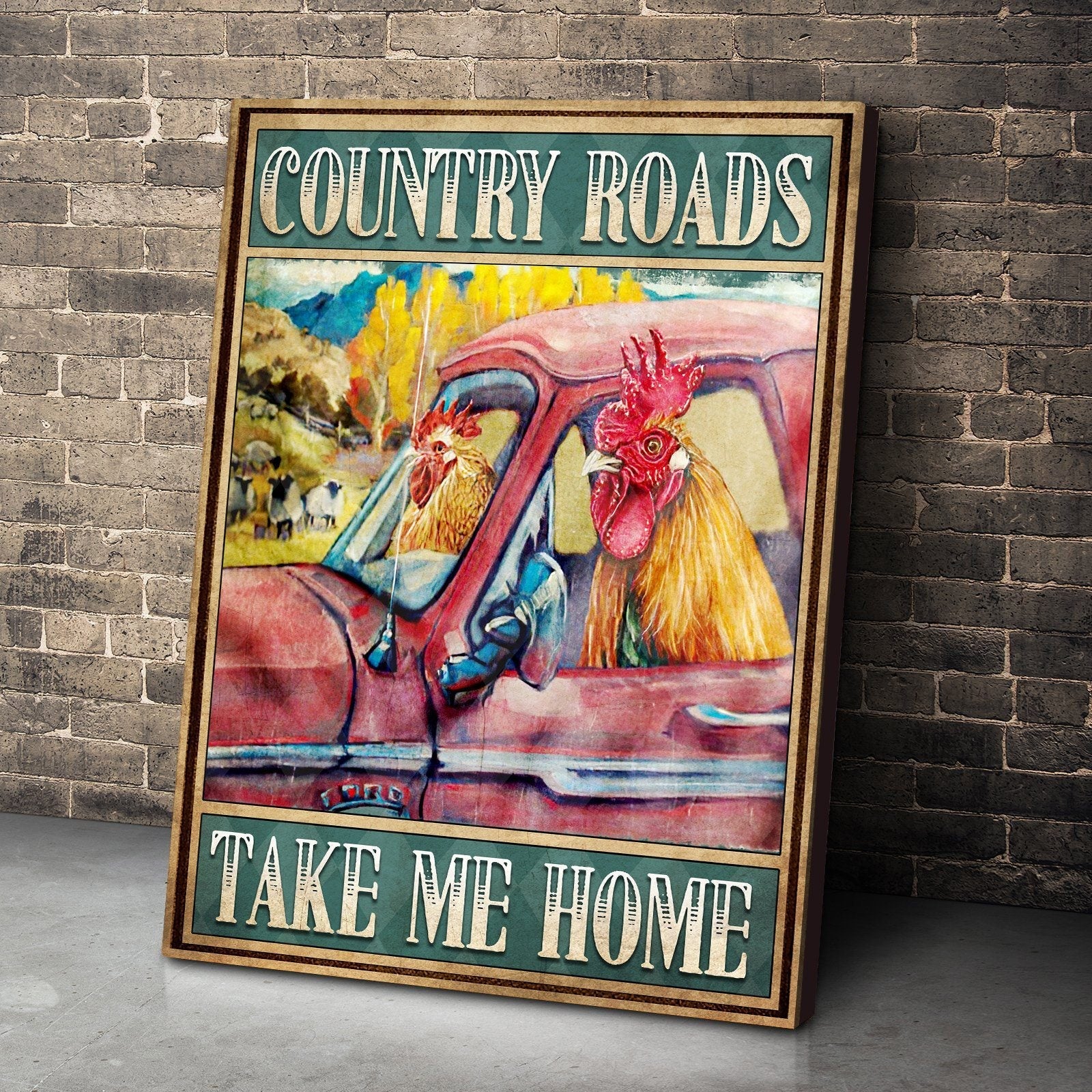 Gearhuman 3D Country Roads Chicken Canvas GB09038 Canvas