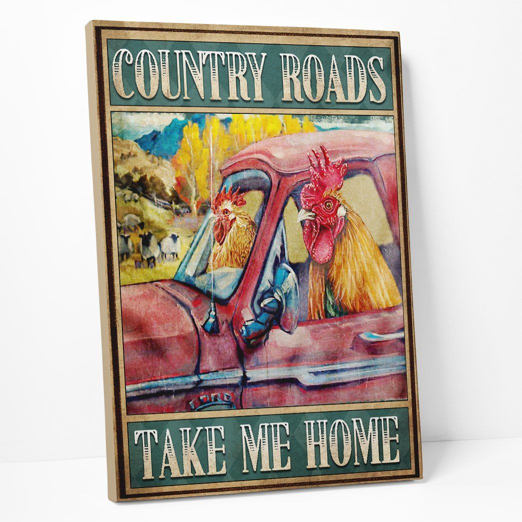 Gearhuman 3D Country Roads Chicken Canvas GB09038 Canvas