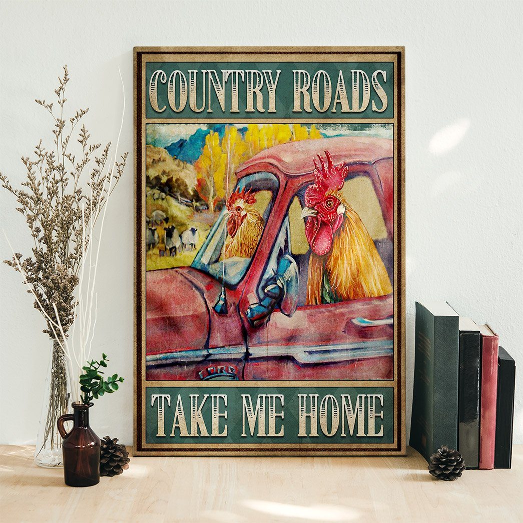 Gearhuman 3D Country Roads Chicken Canvas GB09038 Canvas