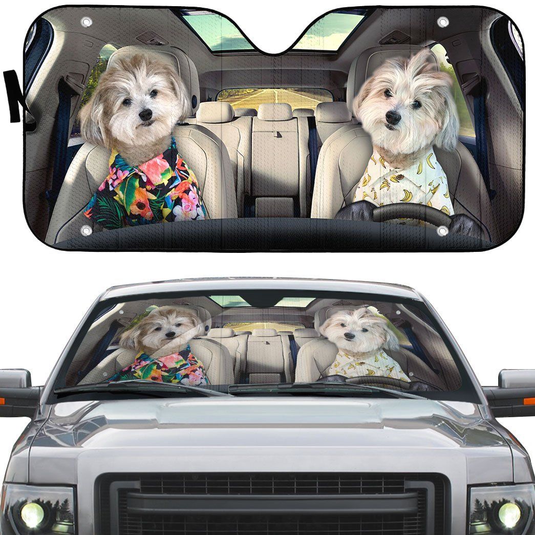 Gearhuman 3D Couple Lovely Shih Tzu Puppies Custom Car Auto Sunshade GV141015 Auto Sunshade 