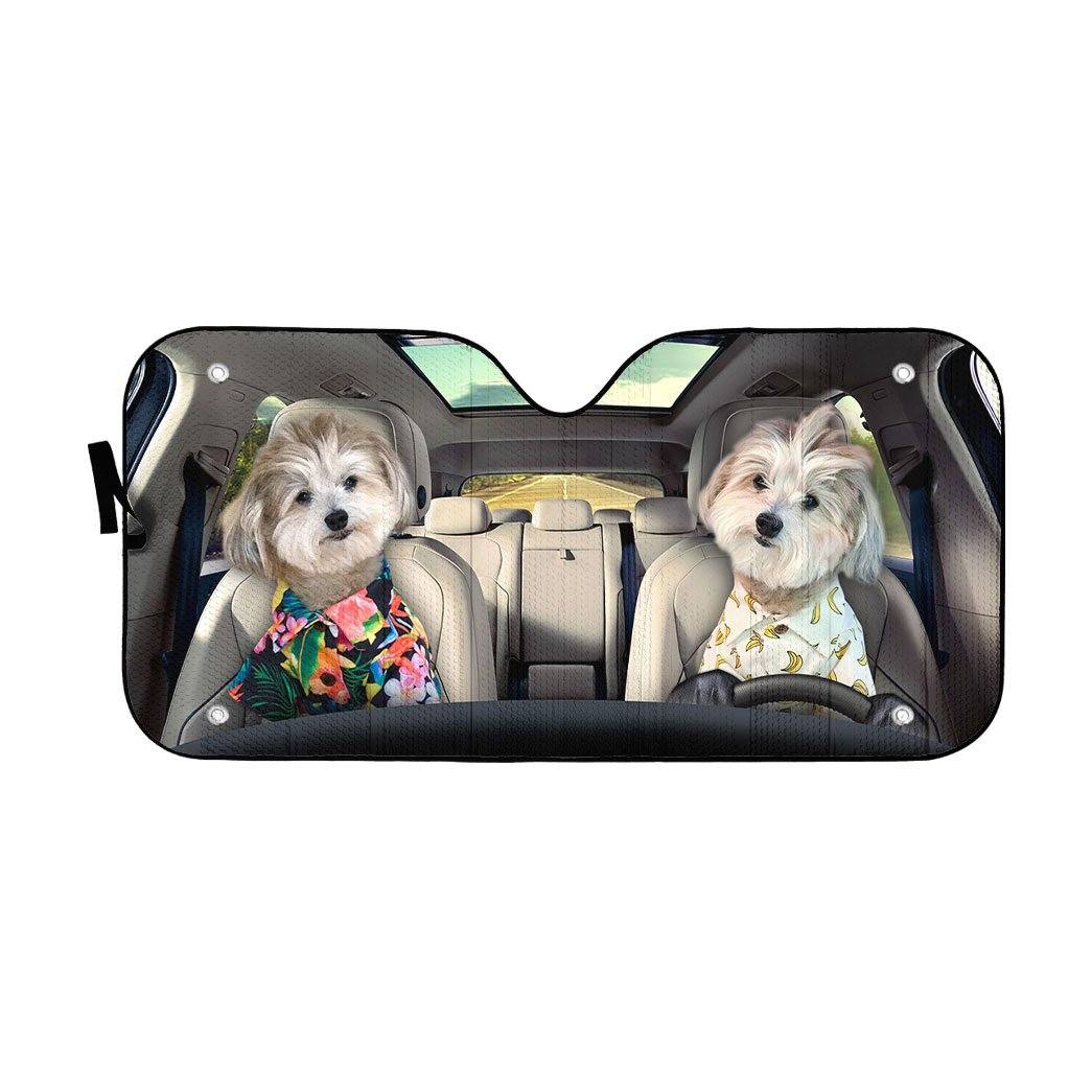 Gearhuman 3D Couple Lovely Shih Tzu Puppies Custom Car Auto Sunshade GV141015 Auto Sunshade 57''x27.5'' 