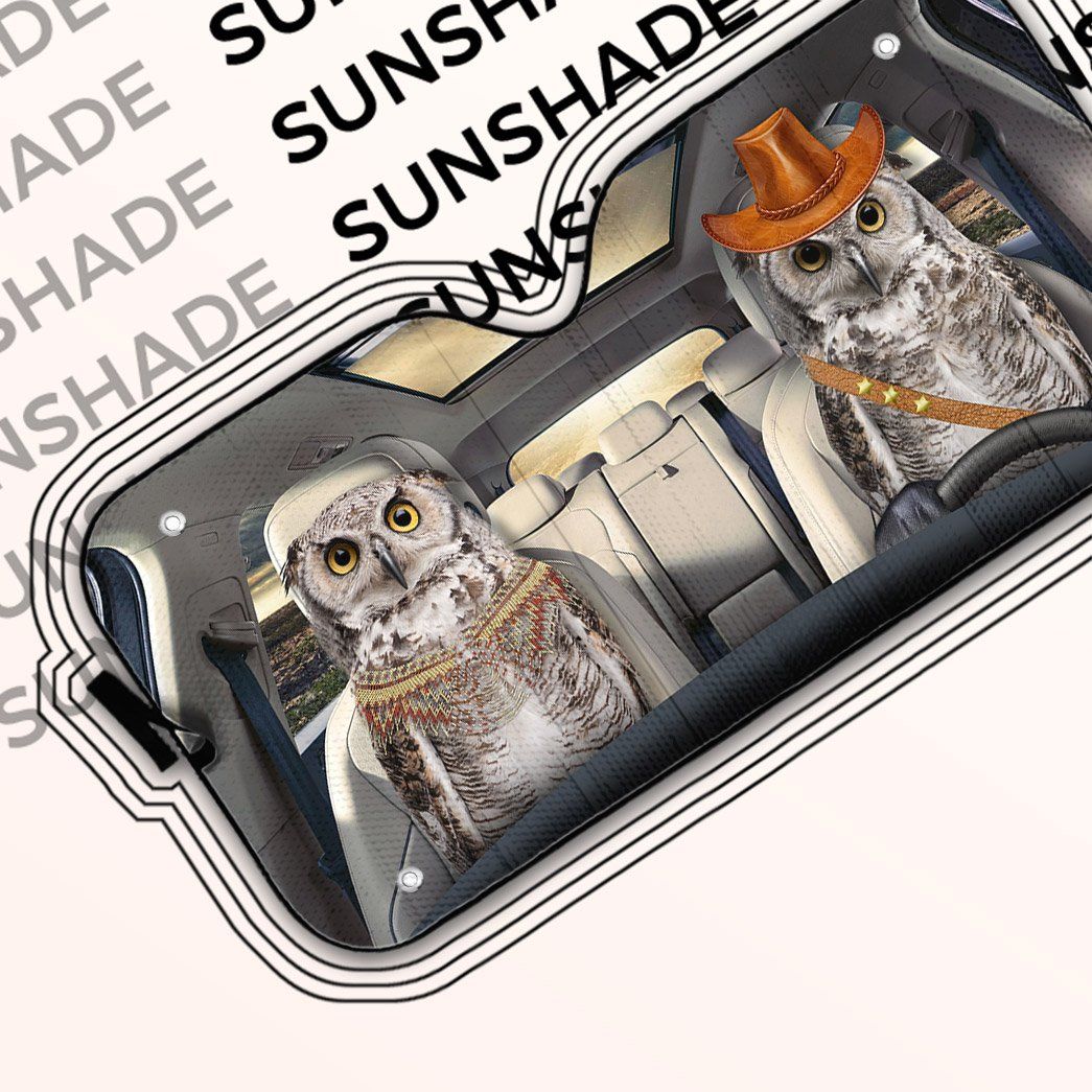 Gearhuman 3D Couple Owls Auto Car Sunshade GV030318 Auto Sunshade