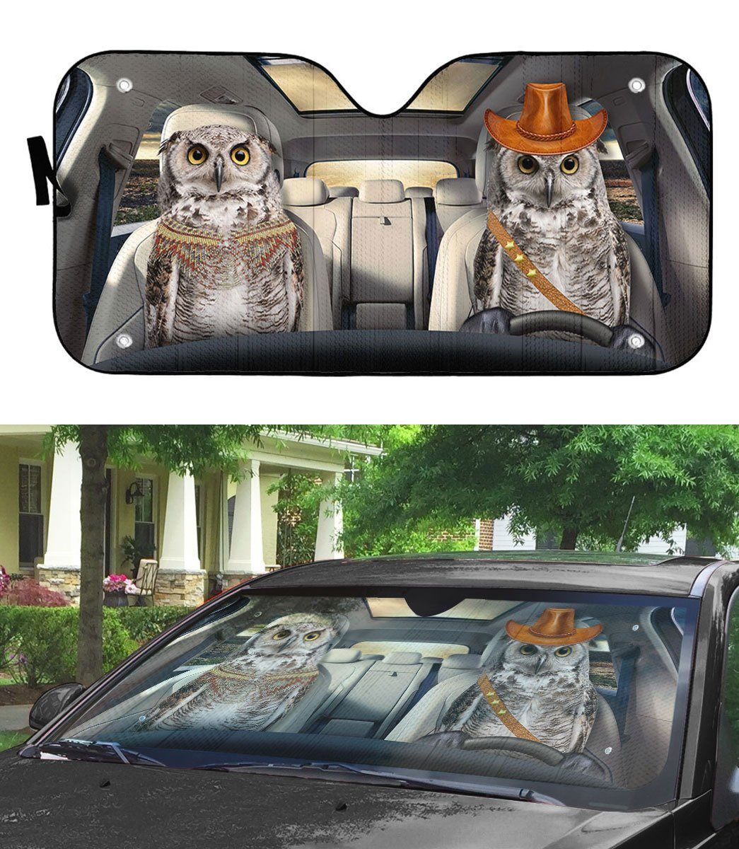 Gearhuman 3D Couple Owls Auto Car Sunshade GV030318 Auto Sunshade