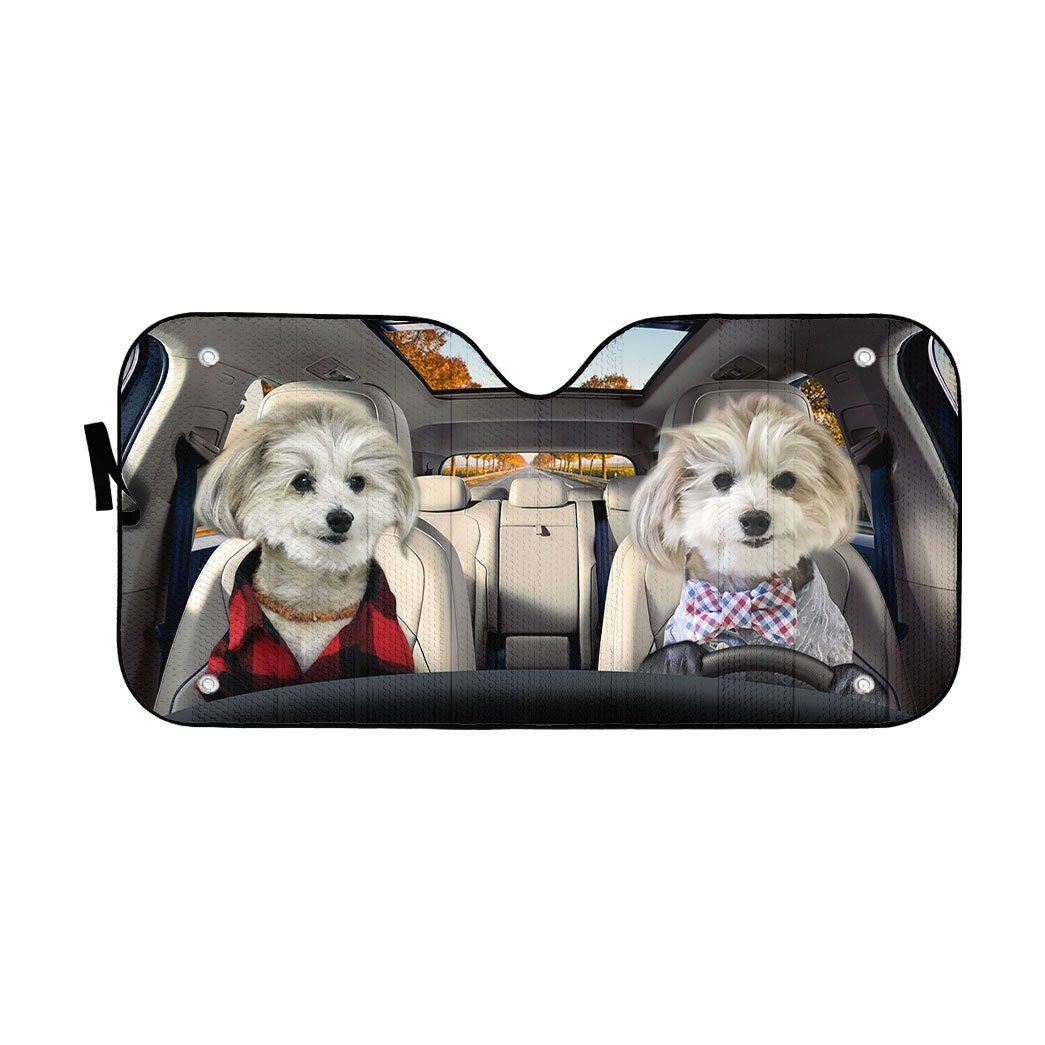 Gearhuman 3D Couple Shih Tzu Puppies Custom Car Auto Sunshade GV141014 Auto Sunshade 57''x27.5'' 