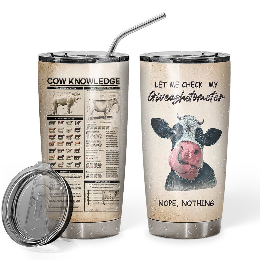 Gearhuman 3D Cow Knowledge Giveashitometer Custom Tumbler GB22015 Tumbler