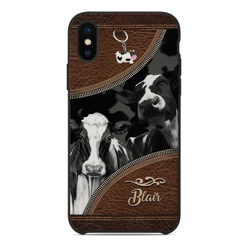 Gearhumans 3D Cow Leather Custom Name Phonecase