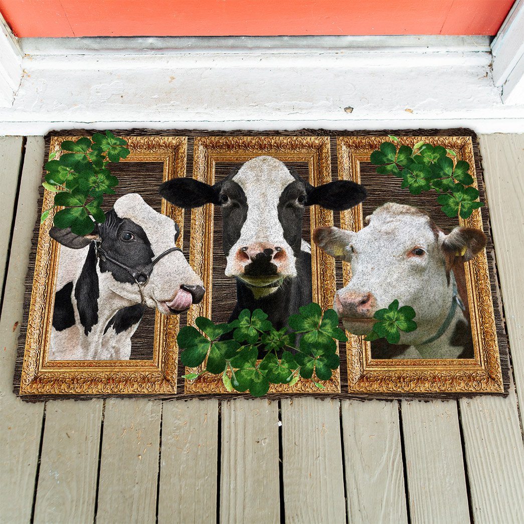 Gearhuman 3D Cow Shamrock St Patrick Day Custom Doormat GB230220 Doormat