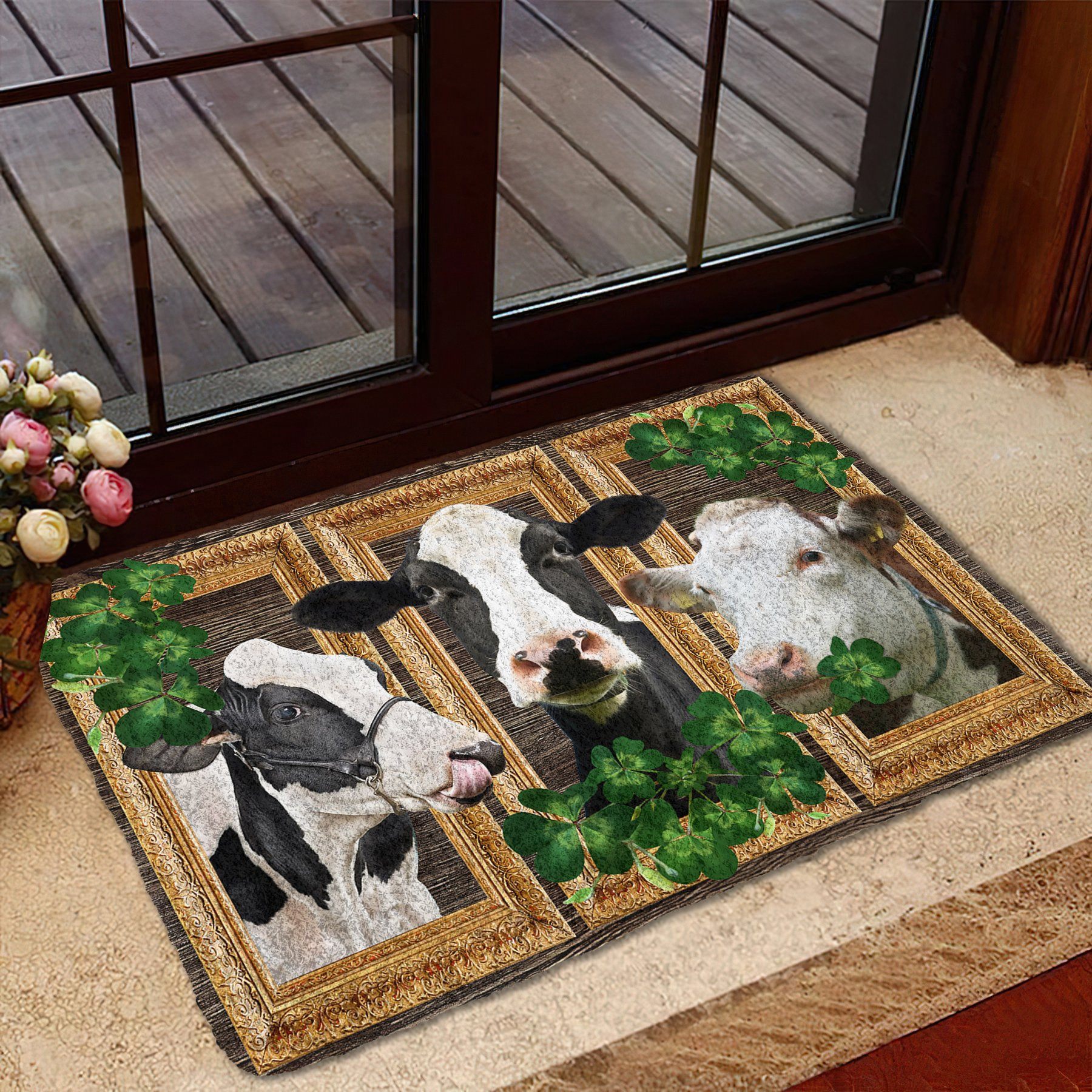 Gearhuman 3D Cow Shamrock St Patrick Day Custom Doormat GB230220 Doormat