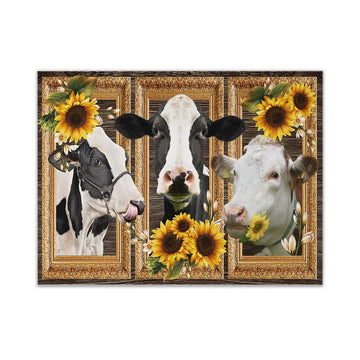 Gearhumans 3D Cow Sunflower Custom Canvas