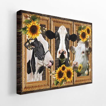 Gearhumans 3D Cow Sunflower Custom Canvas