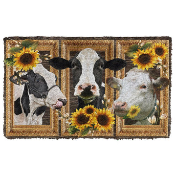 Gearhuman 3D Cow Sunflower Custom Doormat GB24025 Doormat Doormat S(15,8''x23,6'')