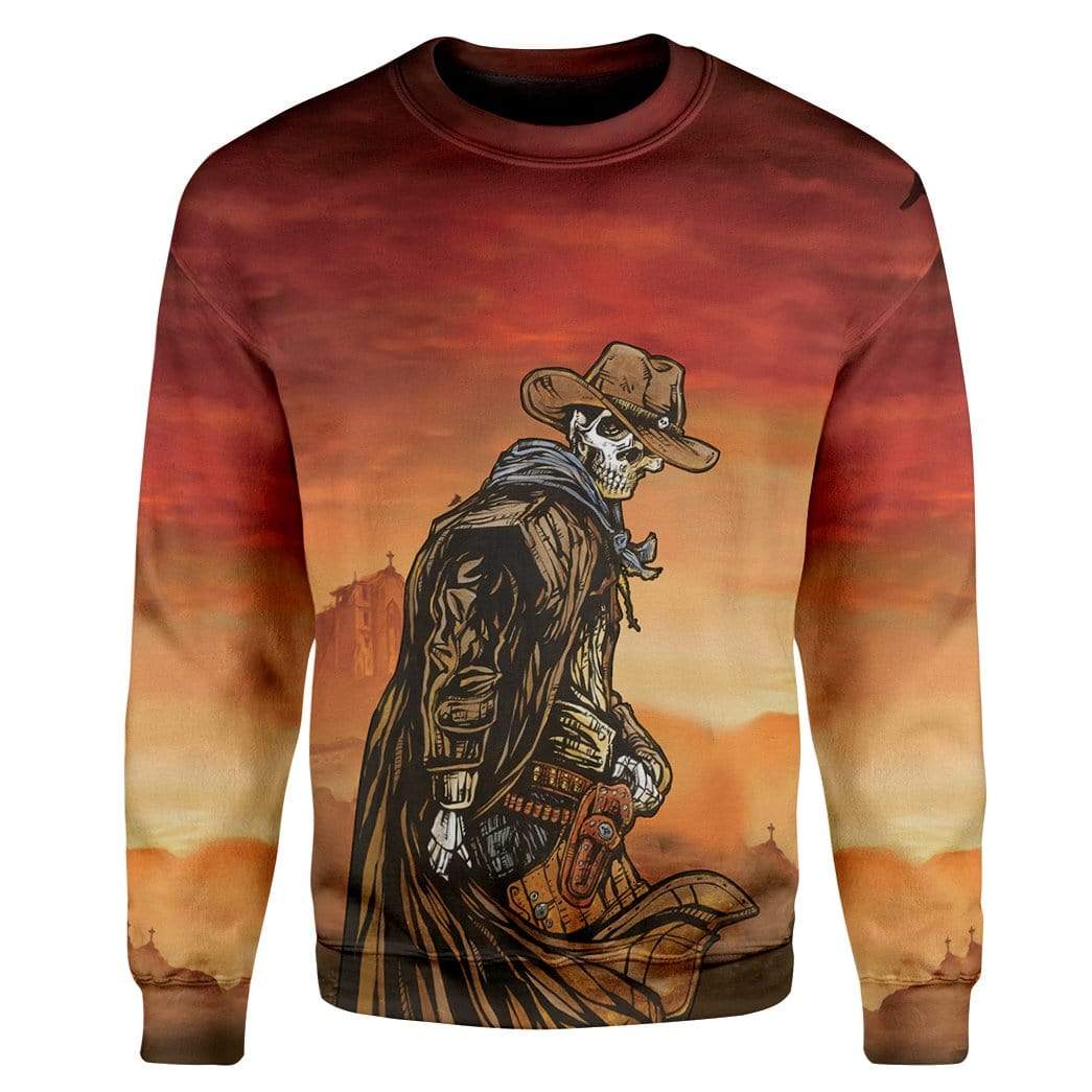 Gearhuman 3D Cowboy Skull Custom T-Shirts Hoodies Apparel GM18022 3D Custom Fleece Hoodies Long Sleeve S 