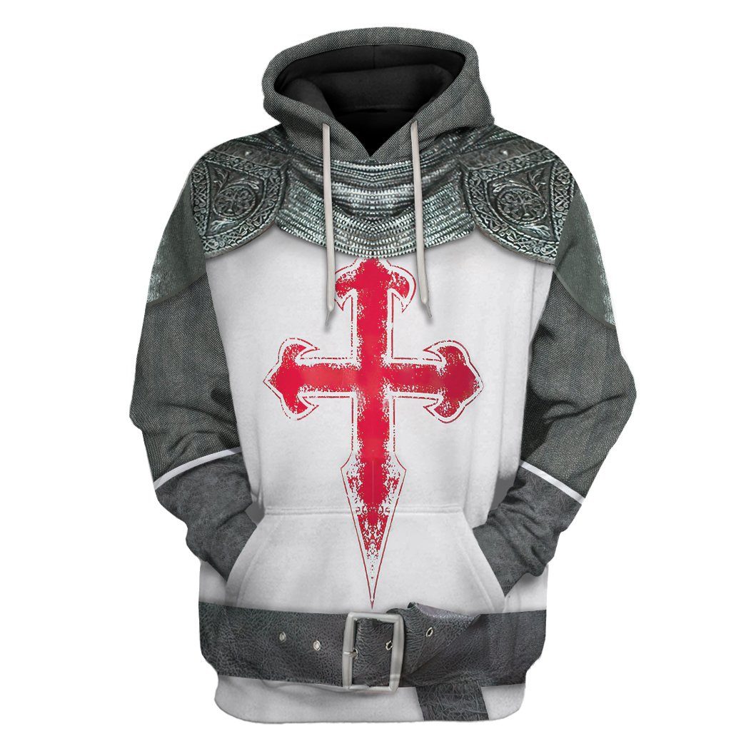 Gearhuman 3D Crusader Knight Armour Custom Hoodie Apparel GW200812 3D Custom Fleece Hoodies Hoodie S 