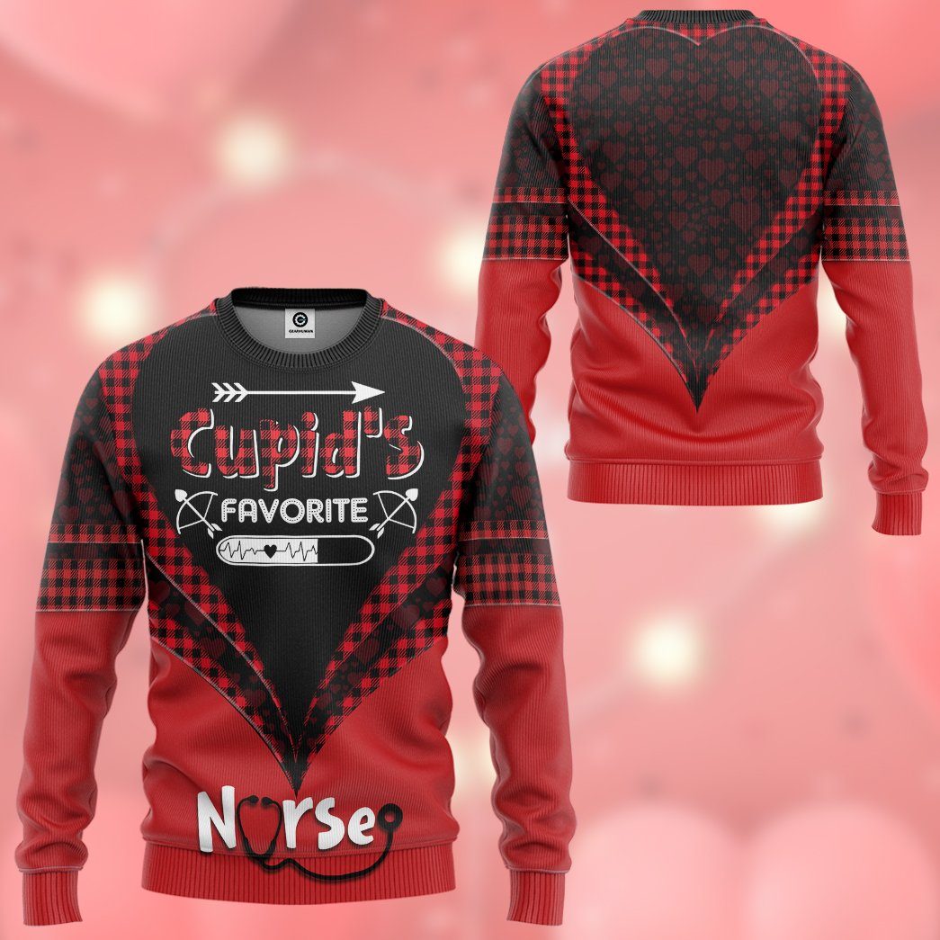 Gearhuman 3D Cupid's Favorite Nurse Valentine Custom Tshirt Hoodie Apparel GV14018 3D Apparel 