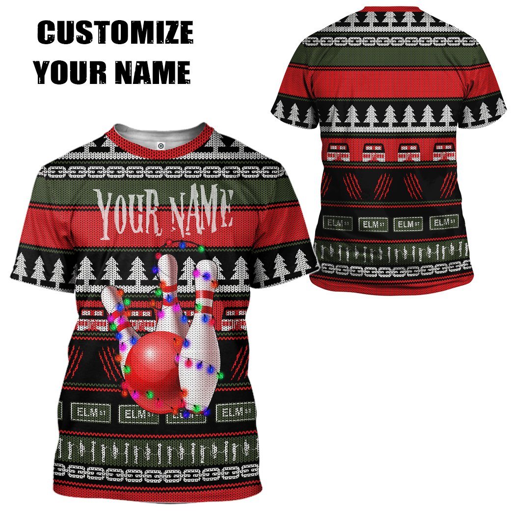 Gearhumans 3D Custom Bowling Ugly Christmas Tshirt Hoodie Apparel