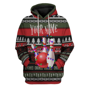 Gearhuman 3D Custom Bowling Ugly Christmas Tshirt Hoodie Apparel GB061111 3D Apparel Hoodie S 