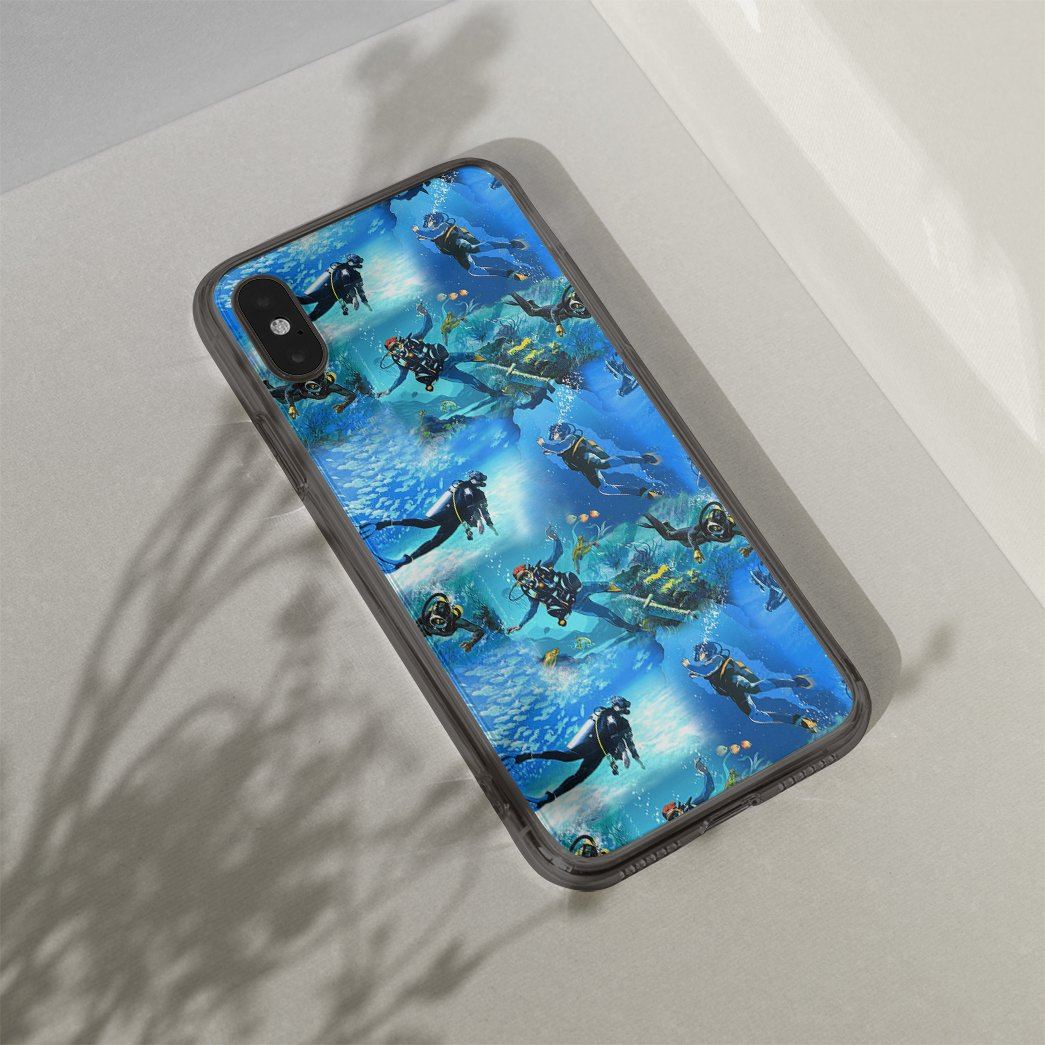Gearhuman 3D Custom Glass Phone Case Cover Scuba Diving Hawaiian GB051116 Glass Phone Case 