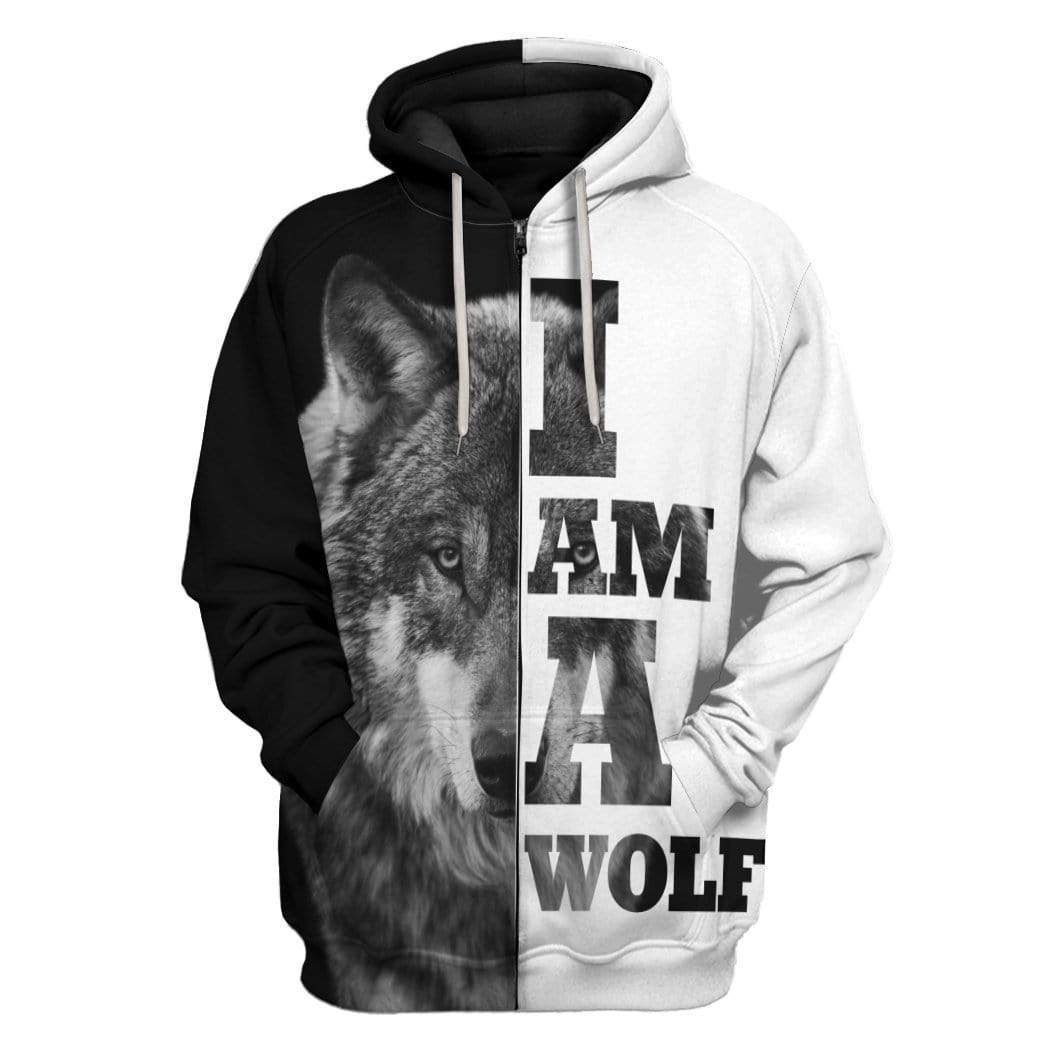 Gearhuman 3D Custom I Am A Wolf Fleece Hoodie Apparel GD06053 3D Custom Fleece Hoodies Zip Hoodie S 