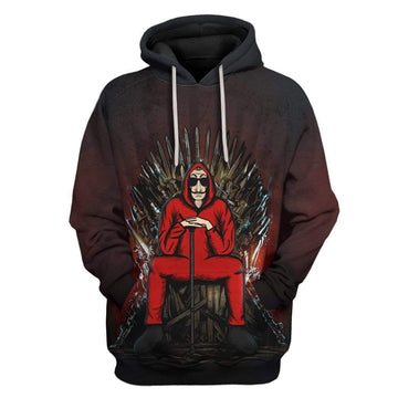 Gearhumans 3D Custom Money Heist Of Thrones Hoodie Apparel