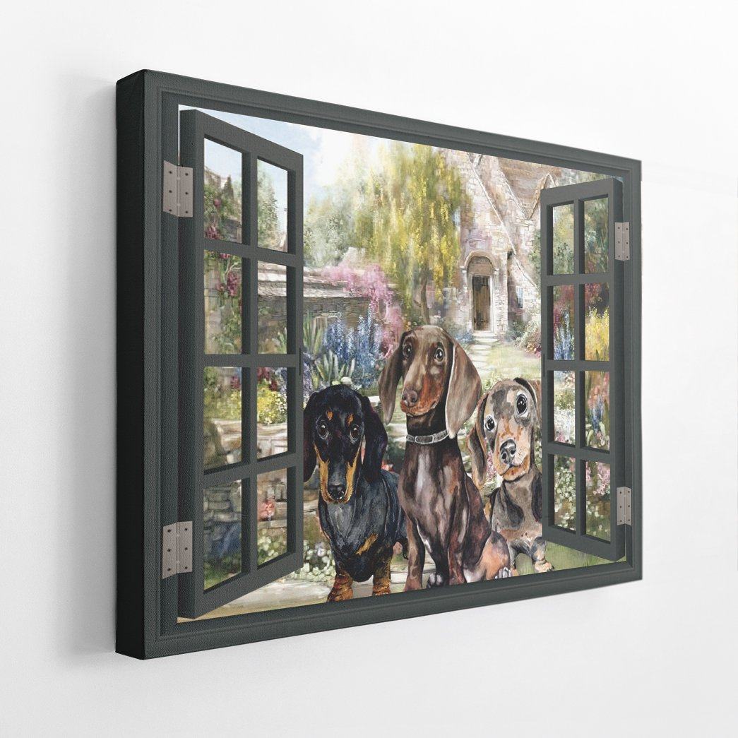 Gearhuman 3D Dachshund Window Canvas GK25019 Canvas