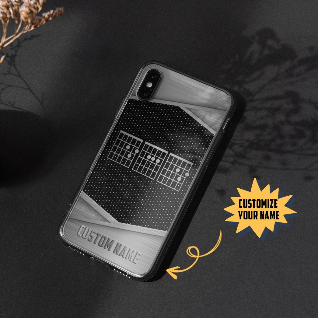 Gearhuman 3D Dad Guitar Silver Custom Name Phonecase GB04012 Glass Phone Case 