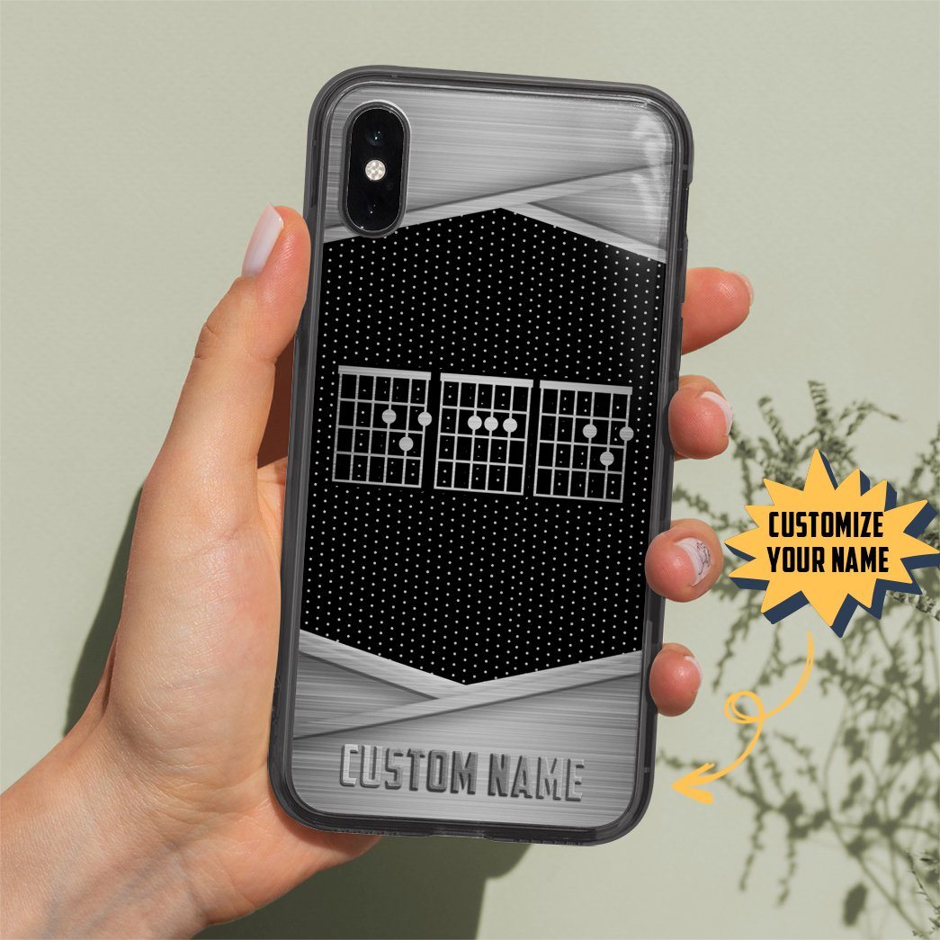 Gearhuman 3D Dad Guitar Silver Custom Name Phonecase GB04012 Glass Phone Case 