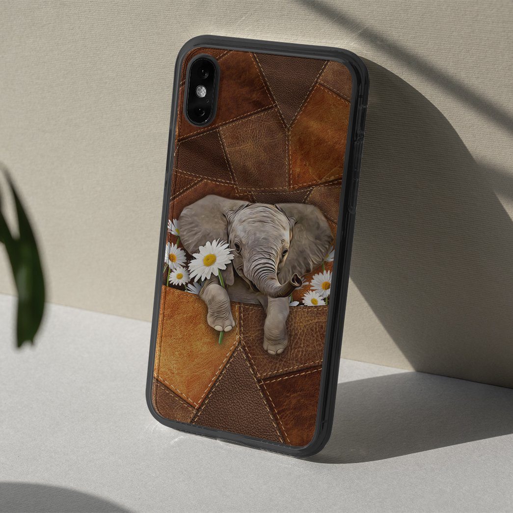 Gearhumans 3D Daisy Elephant Leather Phonecase