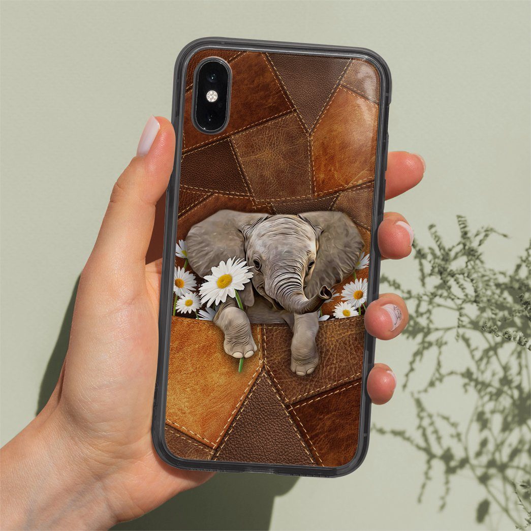 Gearhumans 3D Daisy Elephant Leather Phonecase