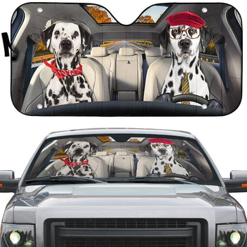 Gearhumans 3D Dalmatian Dog Auto Car Sunshade