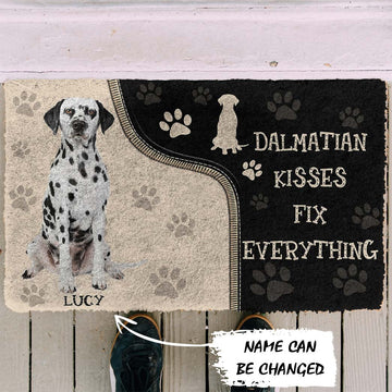 Gearhumans 3D Dalmatian Kisses Fix Anything Custom Name Doormat