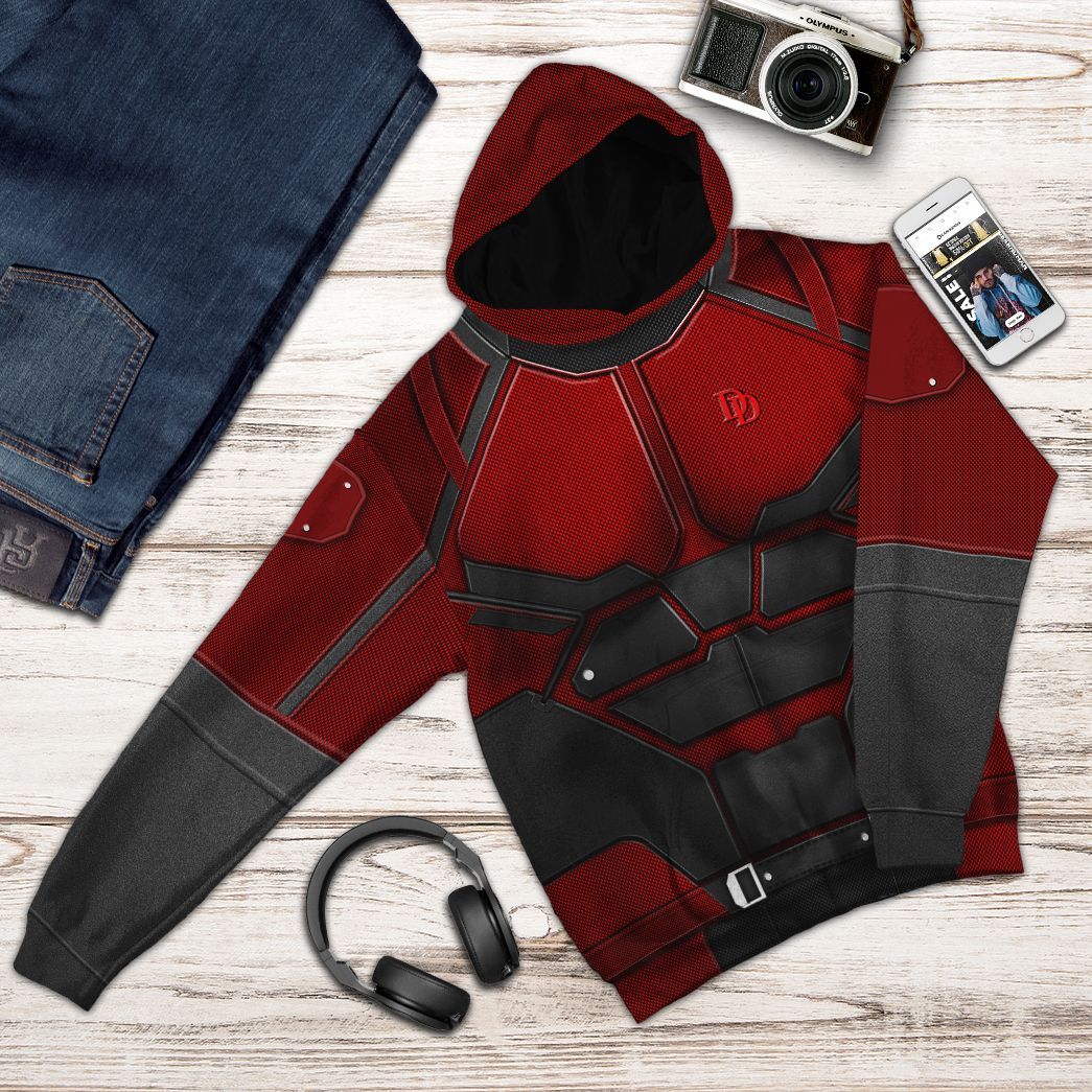 Gearhuman 3D Daredevil Suit Custom Tshirt Hoodie Apparel CW16123 3D Apparel 