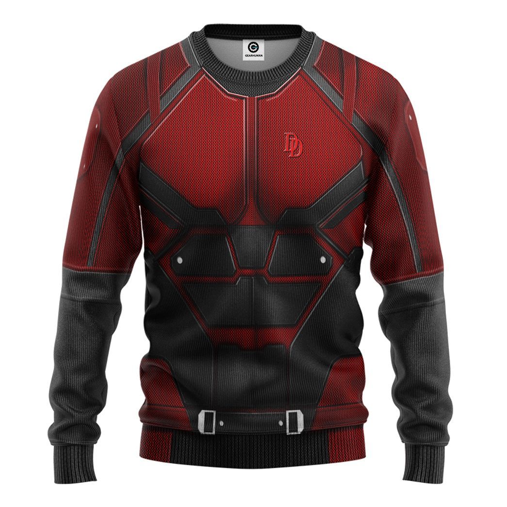 Gearhuman 3D Daredevil Suit Custom Tshirt Hoodie Apparel CW16123 3D Apparel Long Sleeve S 