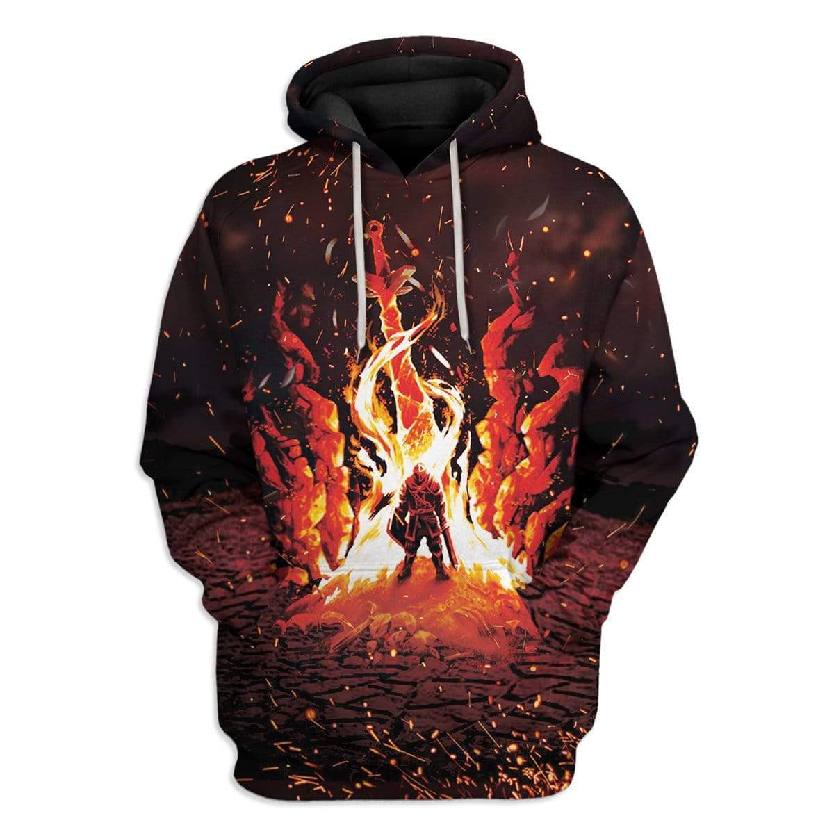Gearhuman 3D Dark Souls Chosen Undead Through The Bonfire Custom T-Shirts Hoodies Apparel HD-DT1102201 3D Custom Fleece Hoodies Hoodie S 